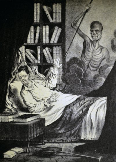 Currier & Ives Illustration 19th Century. The Bad Man at the Hour of Death by N. and Ives, J.M. Currier
