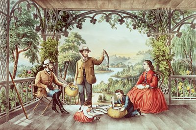 Home from the Brook, The Lucky Fishermen by N. and Ives, J.M. Currier