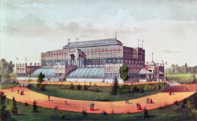 Horticultural Hall, Grand United States Centennial Exhibition 1876 by N. and Ives, J.M. Currier