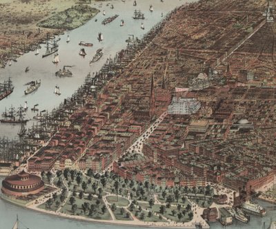 The City of New York (detail) by N. and Ives, J.M. Currier