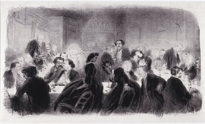 Anonymous lithograph representing literary and artistic personalities in the 1850s by Nadar
