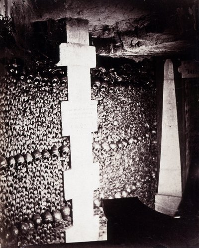 The ossuaries of the catacombs of Paris. Near the source of Lethe or Forget by Nadar