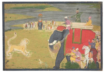 Raja Balwant Dev Singh on a lion shikaar by Nainsukh