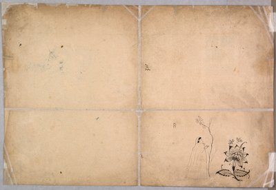 Two Elephants Fighting in a Courtyard Before Muhammad Shah by Nainsukh