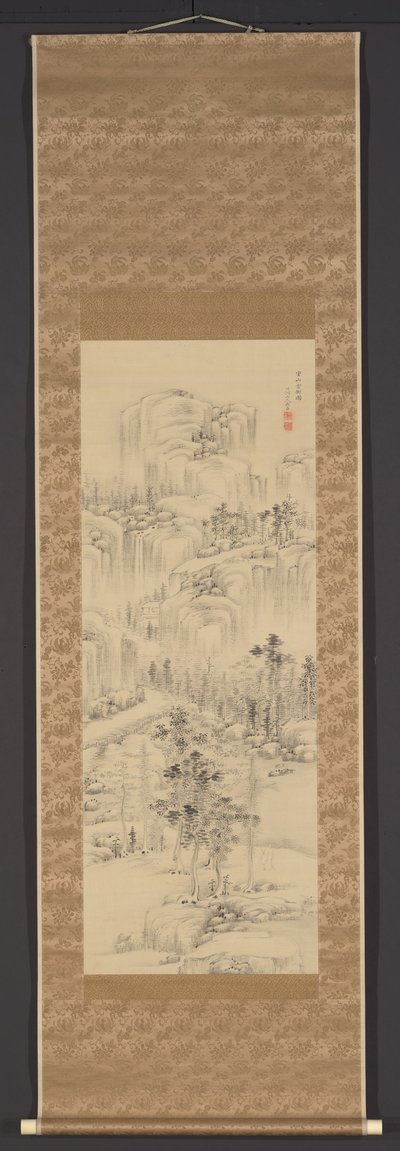 Trees in the Clouds on Layered Mountains by Nakabayashi Chikuto