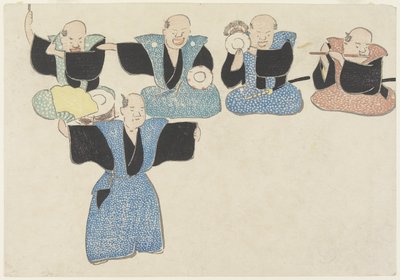 Dancer and Four Musicians, 18th-19th century by Nakamura Hochu
