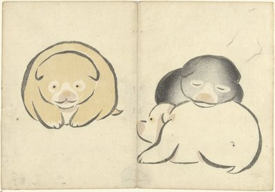 Three Young Puppies by Nakamura Hochu