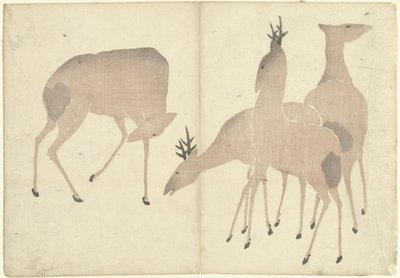 Four Deer by Nakamura Hochu