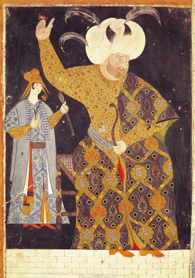 Portrait of Sultan Selim II firing a bow and arrow by Nakkep, called Nigari Reis Haydar