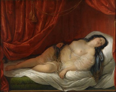 An Odalisque in Red Interior, Early 19th Century by Natale Schiavoni