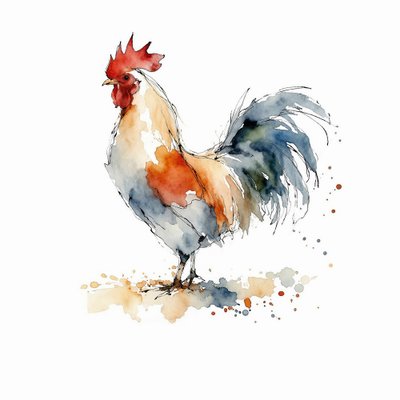 Colorful Farm Rooster by Natalie Bruns