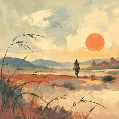 Desert Rider Sunset by Natalie Bruns