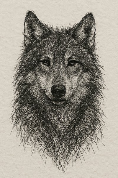 Detailed Wolf Drawing by Natalie Bruns