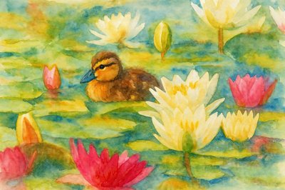 Duckling Among Lilies by Natalie Bruns
