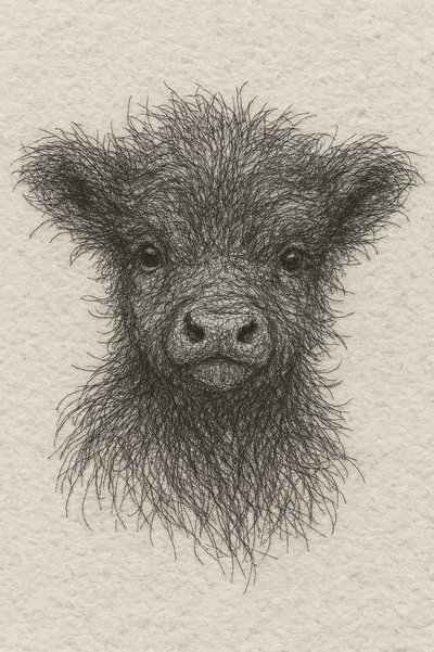 Fluffy Black Calf by Natalie Bruns