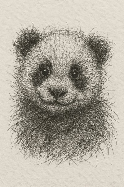 Fluffy Panda Cub by Natalie Bruns
