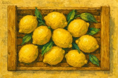 Fresh Lemons in Crate by Natalie Bruns
