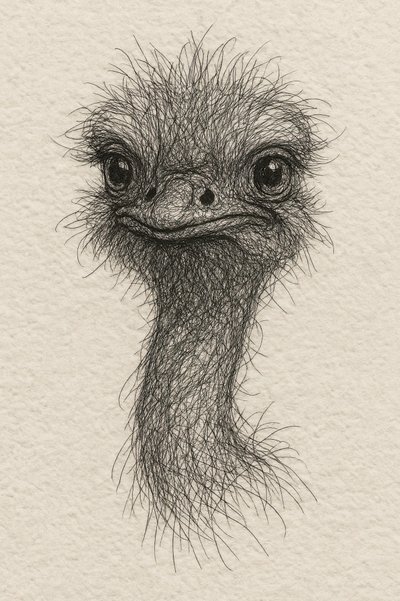 Friendly Emu Sketch by Natalie Bruns
