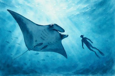 Manta Ray Encounter by Natalie Bruns