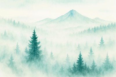 Misty Forest Mountains by Natalie Bruns