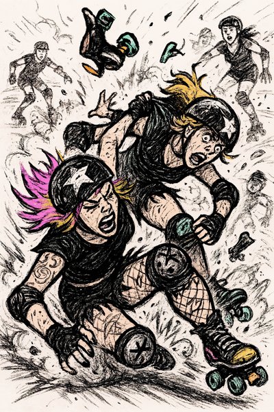 Roller Derby Crash by Natalie Bruns