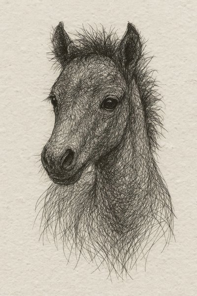 Shaggy Foal Portrait by Natalie Bruns