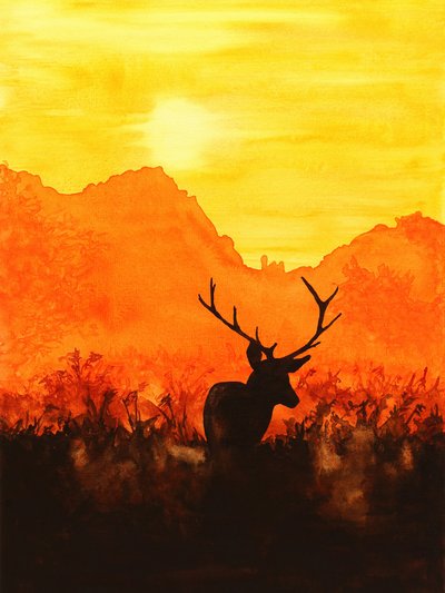 Sunset Stag Silhouette by Natalie Bruns