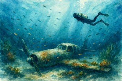 Underwater Plane Wreck by Natalie Bruns