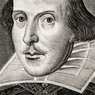 Detail of Portrait of William Shakespeare on frontispiece of Comedies, histories by Nathan Benn