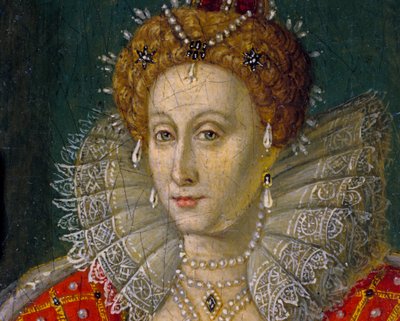 Detail of Miniature Oil Painting Portrait of Queen Elizabeth I of England and Ireland by Nathan Benn