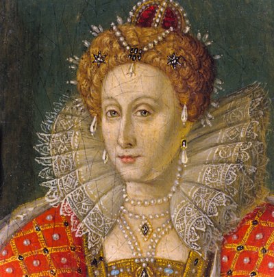 Detail of miniature oil portrait of Queen Elizabeth I by Nathan Benn