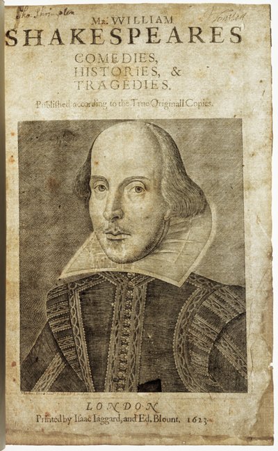 Portrait of William Shakespeare on Frontispiece of Comedies, Histories, & Tragedies by Nathan Benn