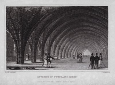 Interior of Fountains Abbey by Nathaniel (after) Whittock