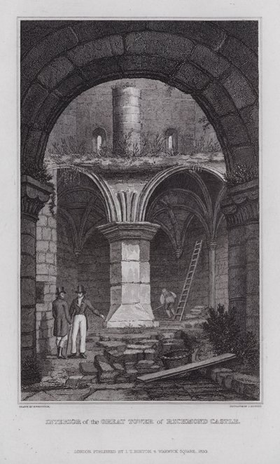 Interior of the Great Tower of Richmond Castle by Nathaniel (after) Whittock