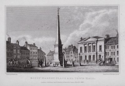 Ripon Market Place and Town Hall by Nathaniel (after) Whittock