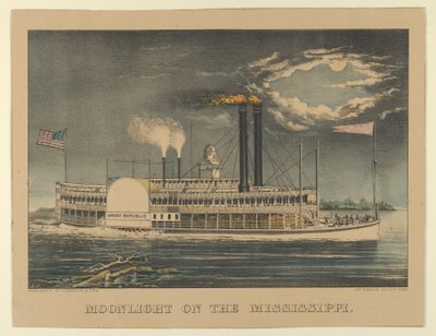 Moonlight on the Mississippi, 1872-74 by Currier and Ives