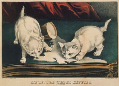 My Little White Kitties - Into Mischief, 1871 by Currier and Ives