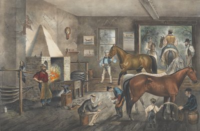 Trotting Cracks at the Forge, 1869 by Currier and Ives