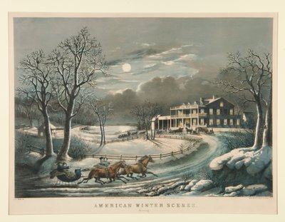 American Winter Scenes. Evening by Nathaniel Currier