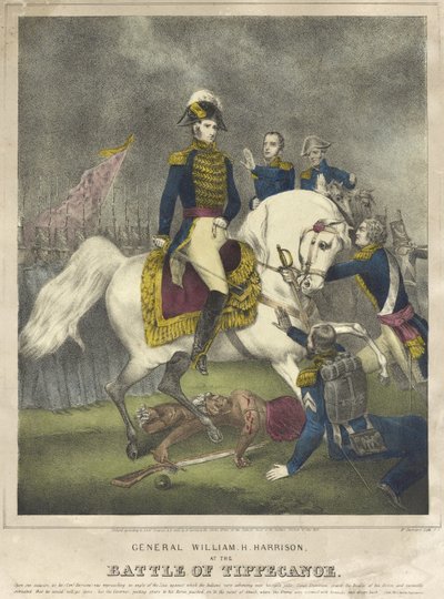 General William H. Harrison at the Battle of Tippecanoe by Nathaniel Currier