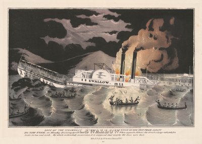 Loss of the Steamboat Swallow: While on Her Trip, from Albany to New-York, on Monday Evening April 7th 1845 by Nathaniel Currier