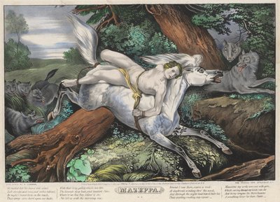 Mazeppa: Plate 2 of Set of Four Plates (Pursued by Wolves) by Nathaniel Currier