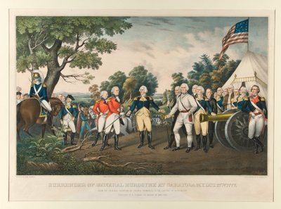 Surrender of General Burgoyne at Saratoga, N.Y., Oct 17th 1777 (from the original painting by Colonel Trumbull in the Capitol at Washington) by Nathaniel Currier
