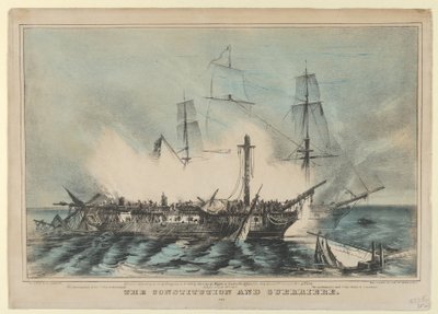 The Constitution and Guerriere-Fought August 19th, 1812-The Guerriere had 15 men killed by Nathaniel Currier
