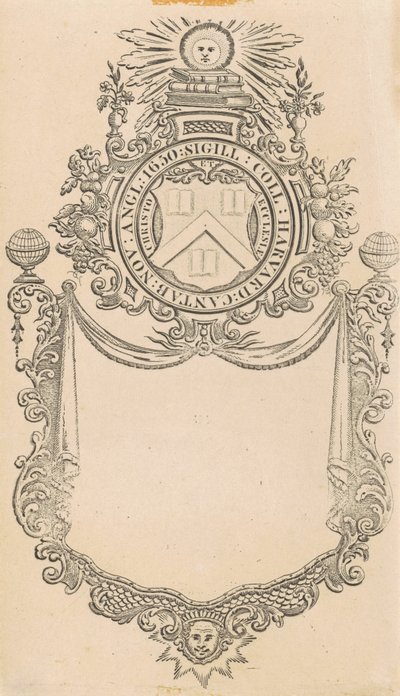 Harvard College Bookplate with the Christo et Ecclesiae Seal by Nathaniel Hurd