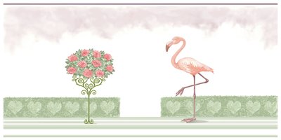 Flamingo and Rose Bush, 2021 by Neale Osborne