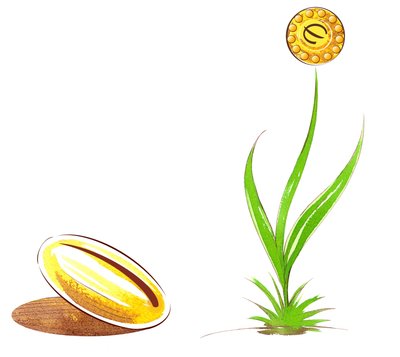 Seed and shoot - illustration of financial allegory by Neale Osborne