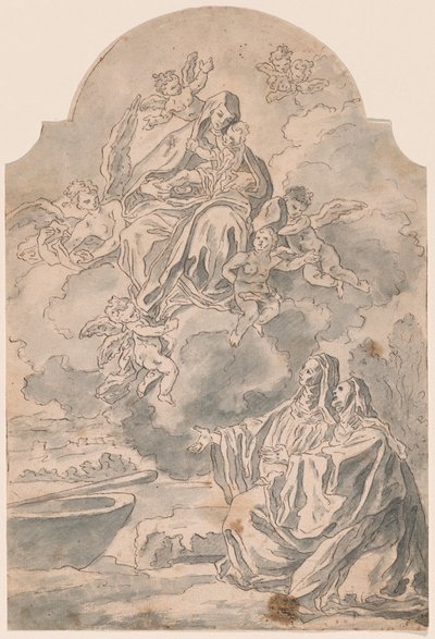 The Virgin and Child Appearing to Two Female Monastics by Neapolitan 17th Century