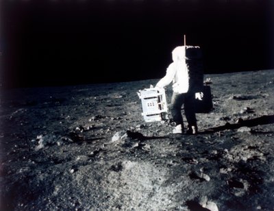 Buzz Aldrin Carries Out an Experiment on the Lunar Surface, Apollo II Mission, July 1969 by Neil Armstrong