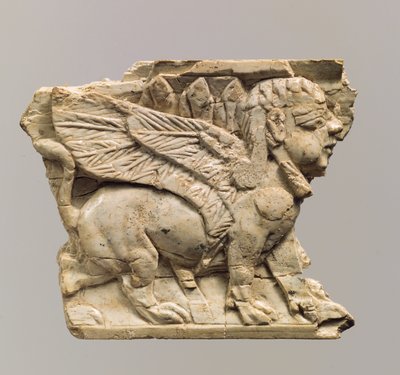 Furniture Plaque Carved in Relief with Sphinx by Neo Assyrian